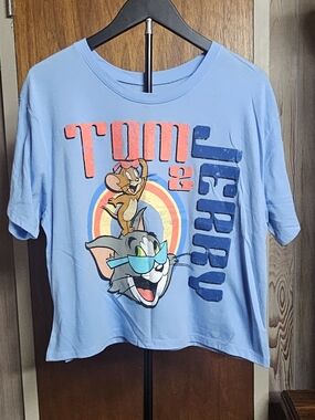 Love Tribe Tom & Jerry Graphic Tee Blue Juniors XL